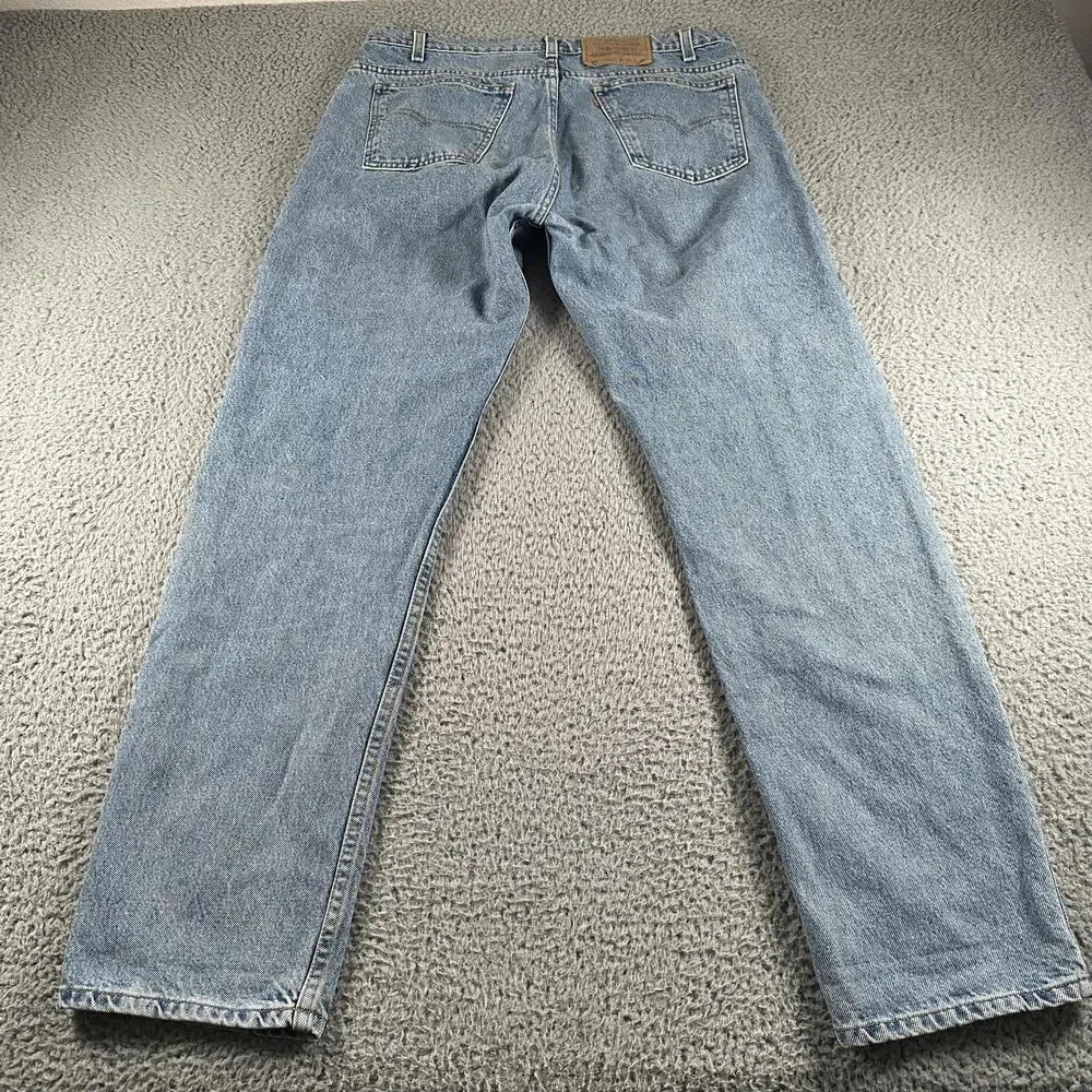 Levis 505 Jeans Mens 36x32(35x32 Fits) Blue Straight Leg Light Wash Orange Tab